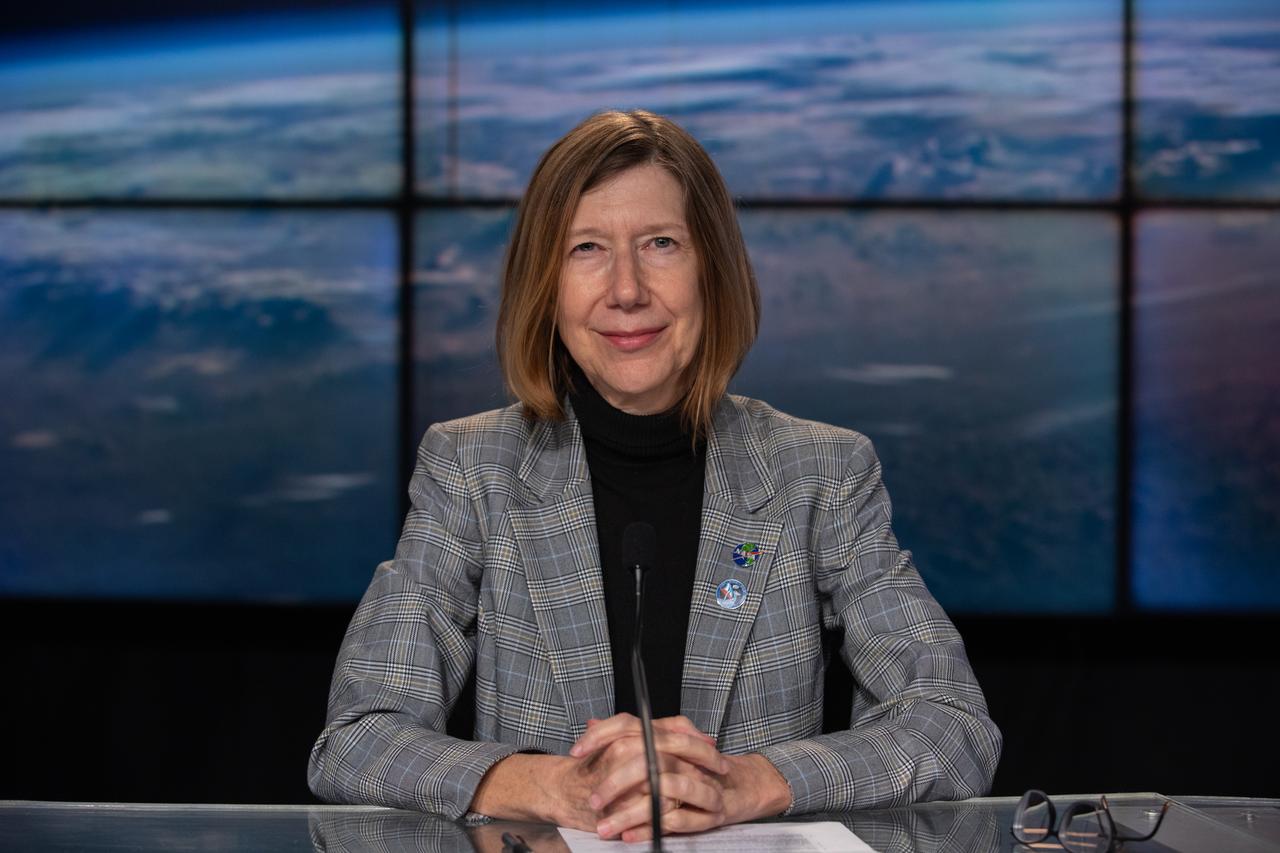 Kathy Lueders, associate administrator, Space Operations Mission Directorate, NASA Headquarters, speaks to members of the news media during a postlaunch news conference for the SpaceX Crew-6 mission at Kennedy Space Center’s NASA News Center in Florida on March 2, 2023. The SpaceX Falcon 9 rocket, carrying the Dragon spacecraft Endeavour for NASA’s Crew-6 mission to the International Space Station lifted off at 12:34 a.m. EST. Aboard Dragon are NASA astronauts Stephen Bowen, spacecraft commander, and Warren Hoburg, pilot, along with mission specialists Sultan Alneyadi, UAE (United Arab Emirates) astronaut, and Andrey Fedyaev, Roscosmos cosmonaut. Crew-6 is the sixth crew rotation mission with SpaceX to the station, and the seventh flight of Dragon with people as part of the agency’s Commercial Crew Program.