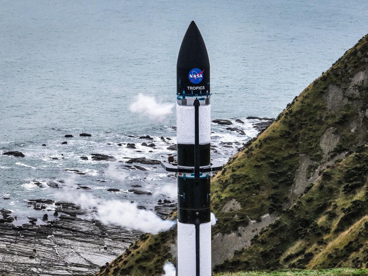 A wet dress rehearsal is underway for Rocket Lab’s Electron rocket at Launch Complex 1 in Mahia, New Zealand on April 28, 2023. NASA’s Time-Resolved Observations of Precipitation structure and storm Intensity with a Constellation of Smallsats (TROPICS) CubeSats are secured in the payload fairing atop the rocket. TROPICS is scheduled to launch from Launch Complex 1, Pad B. TROPICS will provide data on temperature, precipitation, water vapor, and clouds by measuring microwave frequencies, providing insight into storm formation and intensification. 