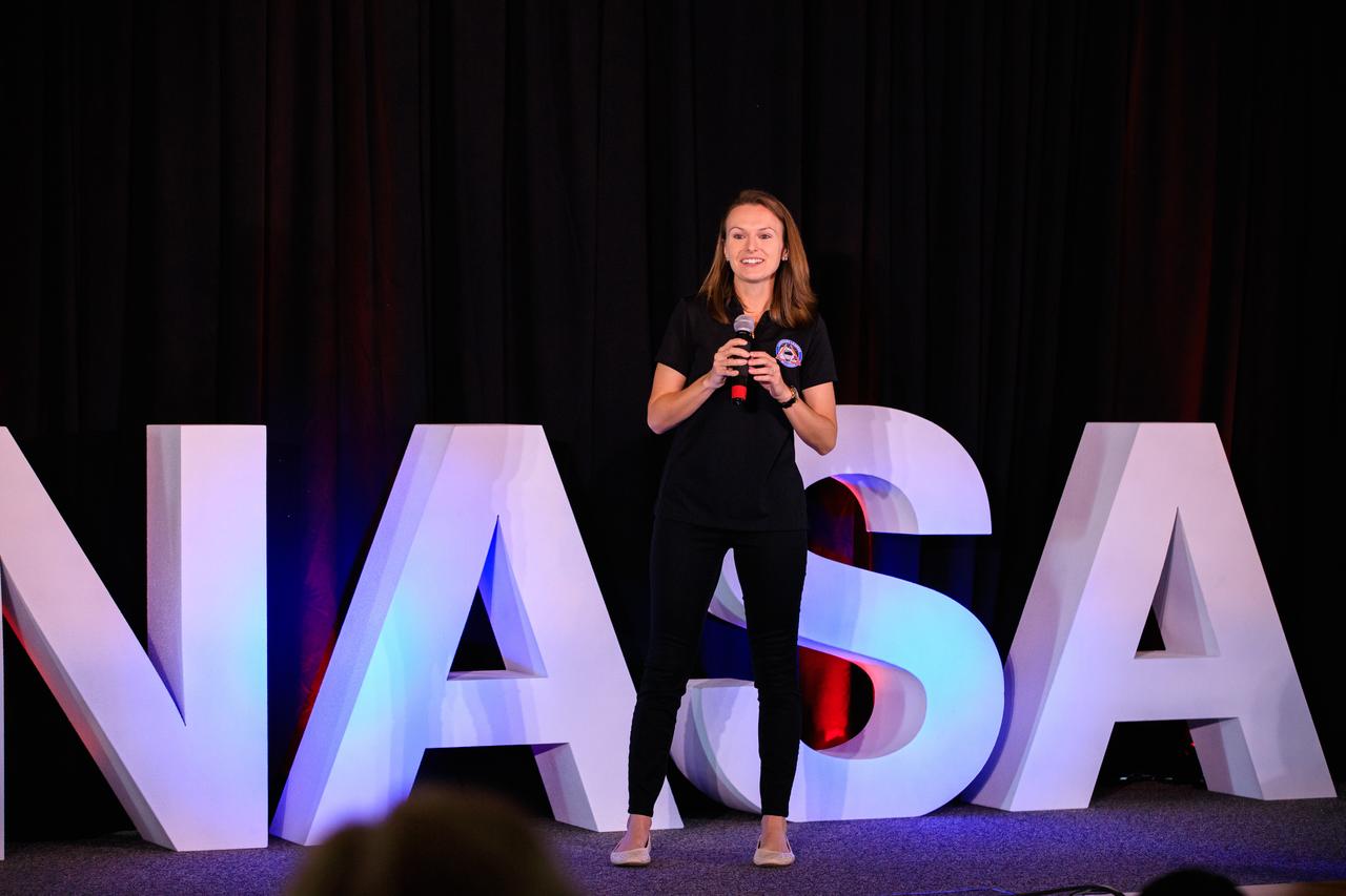 Brittany White, with Safety and Mission Assurance, speaks to participants during an internal knowledge sharing program hosted by Launching Leaders at the Kennedy Learning Institute on May 2, 2023. Launching leaders is an employee resource group that works to identify opportunities to engage emerging professionals at Kennedy Space Center to stimulate the growth of leadership skills, increase overall employee satisfaction, and enhance retention. 