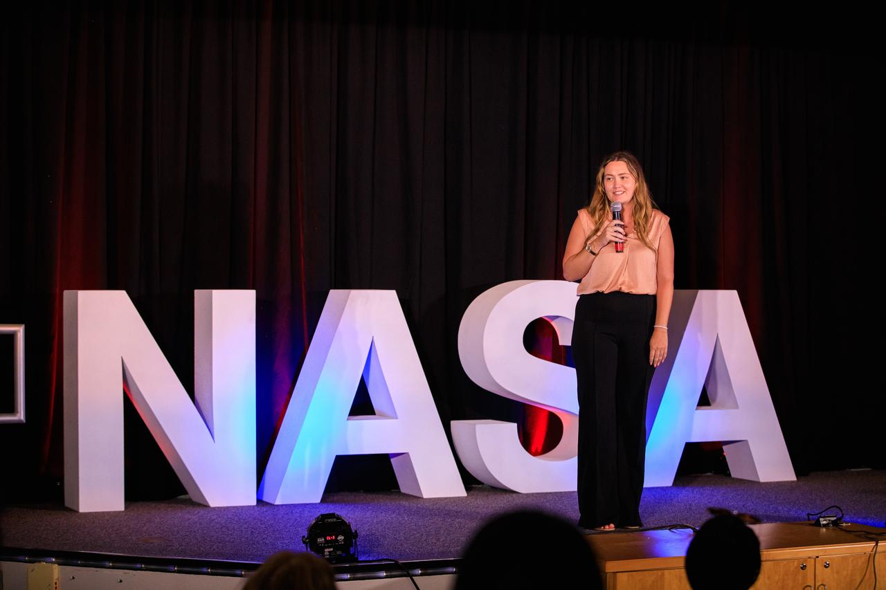 Allison Tankersley, NASA Communications, speaks to participants during an internal knowledge sharing program hosted by Launching Leaders at the Kennedy Learning Institute on May 3, 2023. Launching leaders is an employee resource group that works to identify opportunities to engage emerging professionals at Kennedy Space Center to stimulate the growth of leadership skills, increase overall employee satisfaction, and enhance retention. 