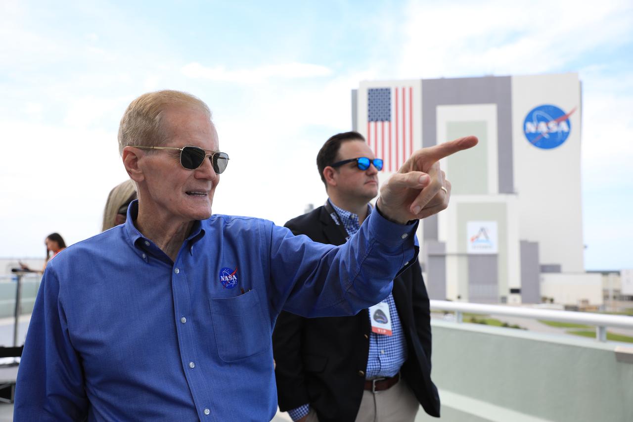 NASA Administrator Bill Nelson watches as a SpaceX Falcon 9 rocket and Crew Dragon spacecraft lifts off from Launch Complex 39A at the agency’s Kennedy Space Center in Florida for the Axiom Mission 2 (Ax-2) on May 21, 2023. Ax-2 is the second all private astronaut mission to the International Space Station, sending Commander Peggy Whitson, Pilot John Shoffner, and Mission Specialists Ali Alqarni and Rayyanah Barnawi to the orbiting laboratory, where they will spend about 10 days conducting scientific research, outreach, and commercial activities. Liftoff occurred at 5:37 p.m. EDT.