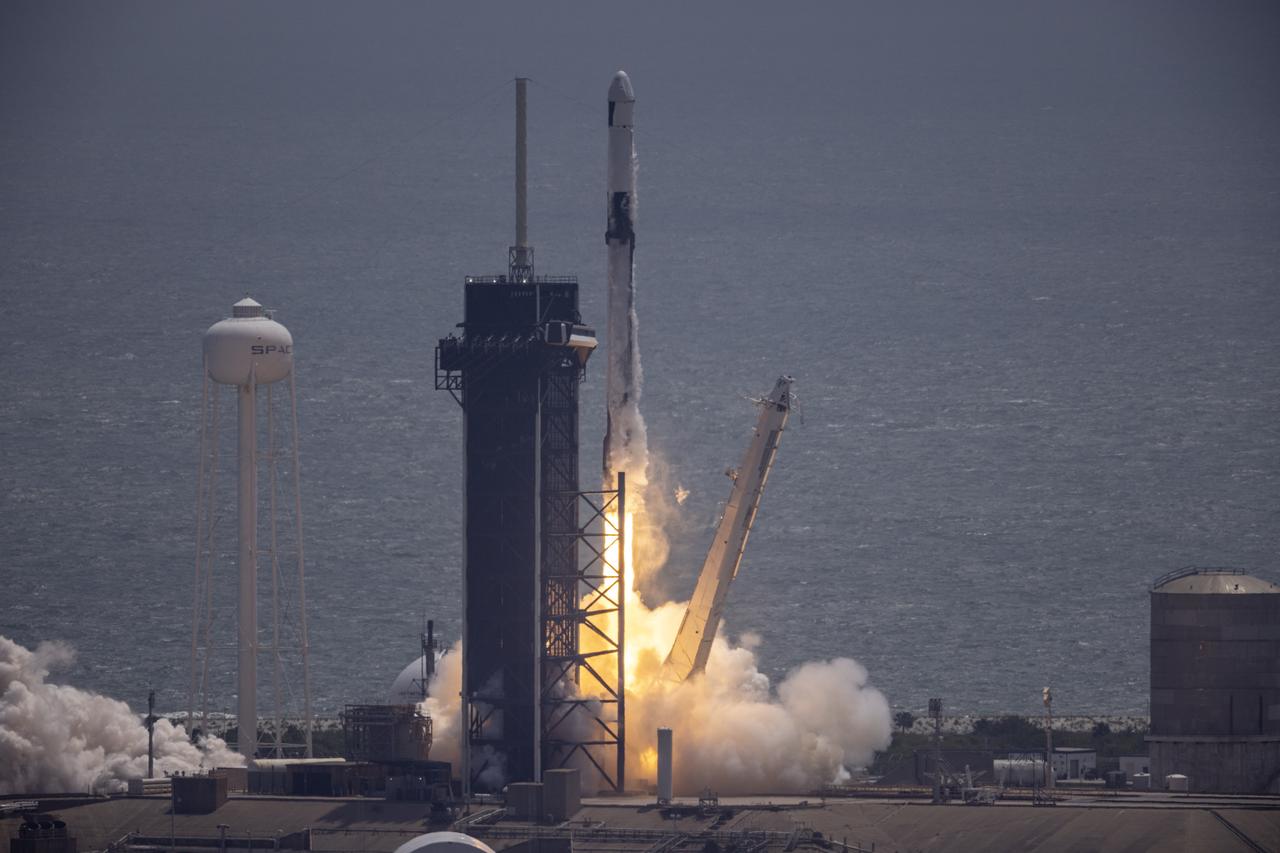 The SpaceX Falcon 9 rocket carrying the Dragon capsule lifts off from Launch Complex 39A at NASA’s Kennedy Space Center in Florida on June 5, 2023, on the company’s 28th Commercial Resupply Services mission for the agency to the International Space Station. Liftoff was at 12:47 a.m. EDT. Dragon will deliver approximately 7,000 pounds of crew supplies, equipment, and science experiments to the orbiting laboratory. The spacecraft is expected to spend about a month attached to the orbiting outpost before it returns to Earth with research and return cargo, splashing down off the coast of Florida.