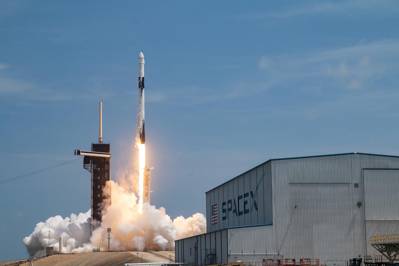 The SpaceX Falcon 9 rocket carrying the Dragon capsule lifts off from Launch Complex 39A at NASA’s Kennedy Space Center in Florida on June 5, 2023, on the company’s 28th Commercial Resupply Services mission for the agency to the International Space Station. Liftoff was at 12:47 a.m. EDT. Dragon will deliver approximately 7,000 pounds of crew supplies, equipment, and science experiments to the orbiting laboratory. The spacecraft is expected to spend about a month attached to the orbiting outpost before it returns to Earth with research and return cargo, splashing down off the coast of Florida.