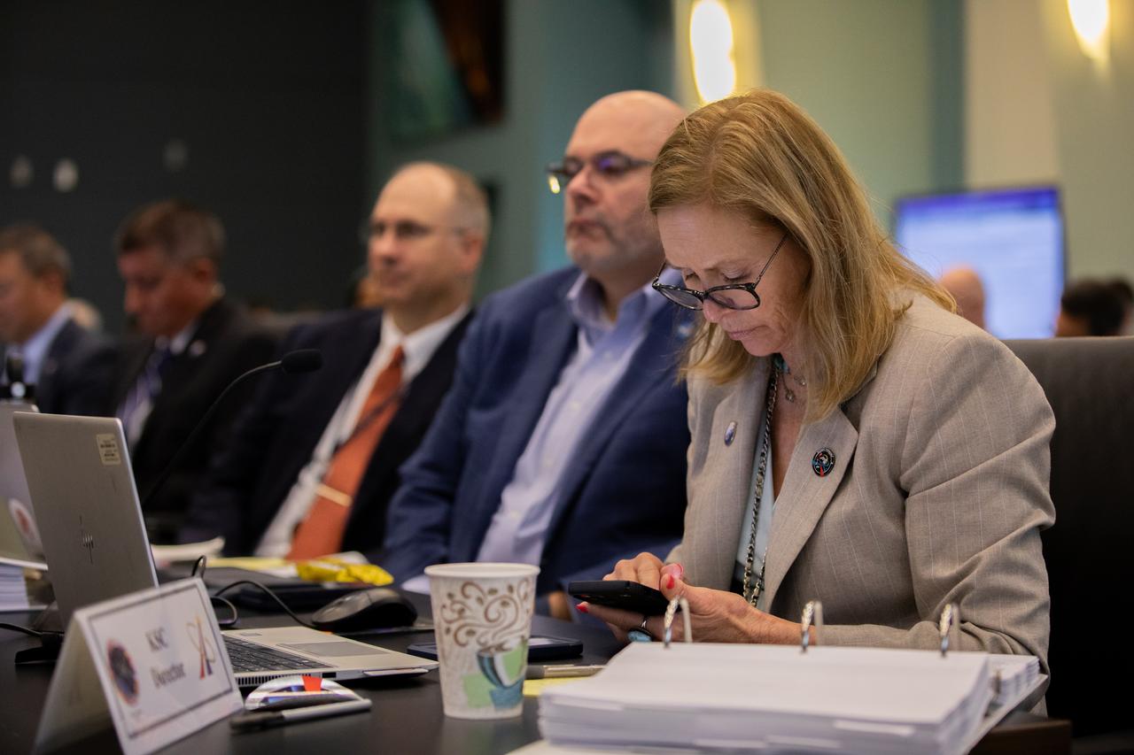 Kennedy Space Center Director Janet Petro participates in NASA’s SpaceX Crew-7 Flight Readiness Review at Kennedy Space Center on Monday, Aug. 21, 2023. The mission is targeted to lift off from the Florida spaceport’s Launch Complex 39A at 3:49 a.m. EDT Friday, Aug. 25, 2023. NASA astronaut Jasmin Moghbeli, ESA (European Space Agency) astronaut Andreas Mogensen, JAXA (Japan Aerospace Exploration Agency) astronaut Satoshi Furukawa, and Roscosmos cosmonaut Konstantin Borisov will fly to the International Space Station aboard SpaceX’s Dragon spacecraft, powered by the company’s Falcon 9 rocket.