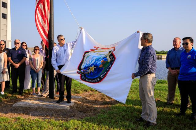 SpaceX Crew-7 Flag Raising