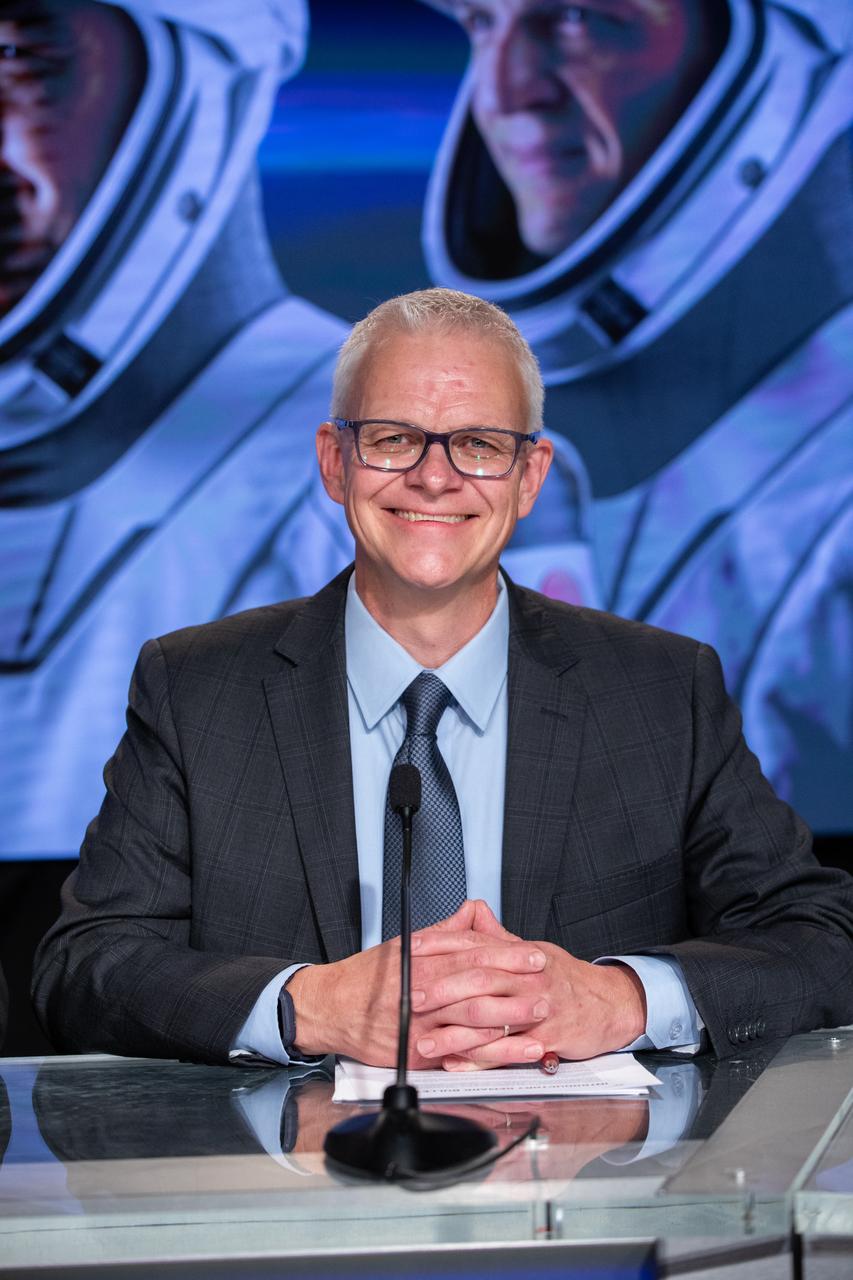 Benji Reed, senior director of Human Spaceflight Programs at SpaceX, participates in a Crew-7 postlaunch news conference at the agency’s Kennedy Space Center in Florida on Saturday, Aug. 26, 2023. Crew-7 crew members NASA astronaut Jasmin Moghbeli, ESA (European Space Agency) astronaut Andreas Mogensen, JAXA (Japan Aerospace Exploration Agency) astronaut Satoshi Furukawa, and Roscosmos cosmonaut Konstantin Borisov launched aboard SpaceX’s Dragon spacecraft from Kennedy at 3:27 a.m. EDT. They will dock to the orbiting laboratory at about 8:40 a.m. EDT Sunday, Aug. 27.