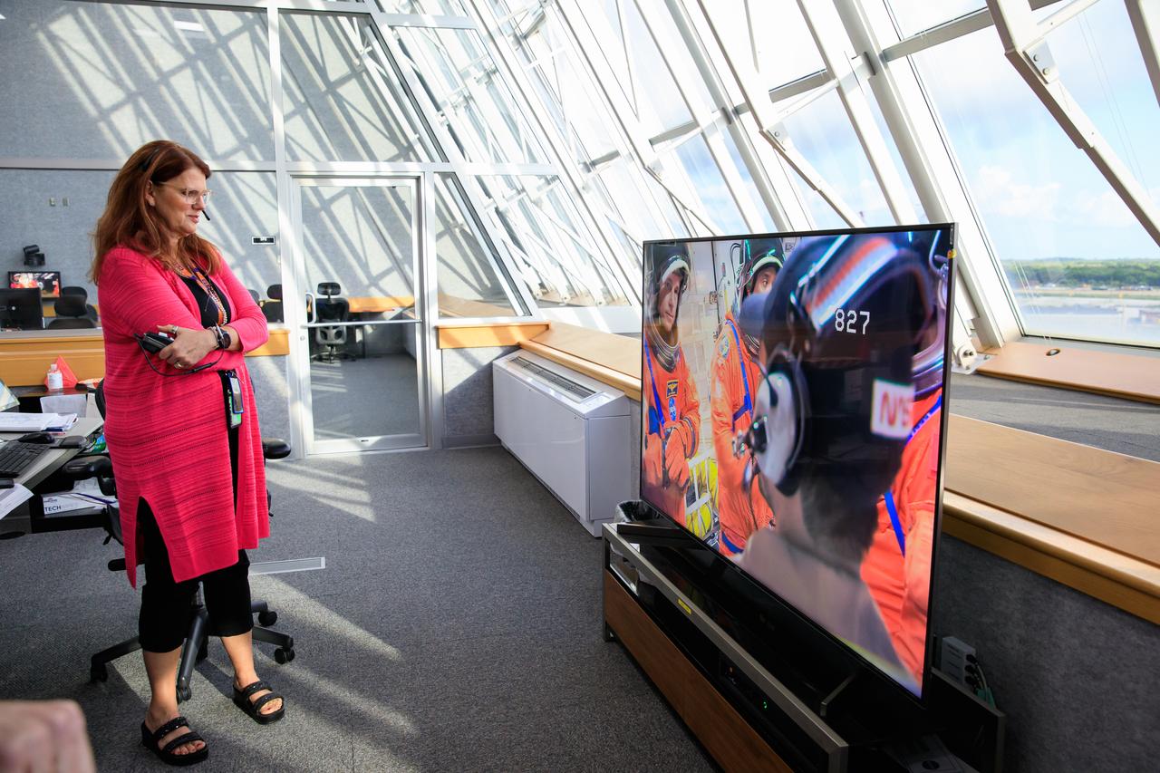 NASA Artemis Launch Director Charlie Blackwell-Thompson monitors activities during the launch day demonstration for one of the Artemis II integrated ground systems tests from Firing Room 1 in the Launch Control Center at Kennedy Space Center in Florida on Wednesday, Sept. 20. This is part of a series of tests to ensure the ground systems team is ready to support the crew timeline on launch day. Artemis II is the first mission with astronauts under Artemis that will test and check out all of the Orion spacecraft’s systems needed for future crewed missions.