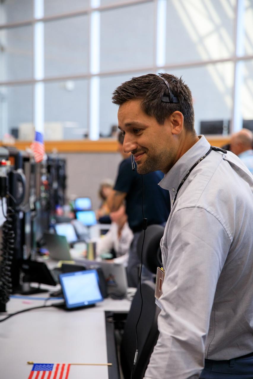 A member of the Artemis II launch team monitors activities during the launch day demonstration for one of the Artemis II integrated ground systems tests from Firing Room 1 in the Launch Control Center at Kennedy Space Center in Florida on Wednesday, Sept. 20. This is part of a series of tests to ensure the ground systems team is ready to support the crew timeline on launch day. Artemis II is the first mission with astronauts under Artemis that will test and check out all of the Orion spacecraft’s systems needed for future crewed missions.