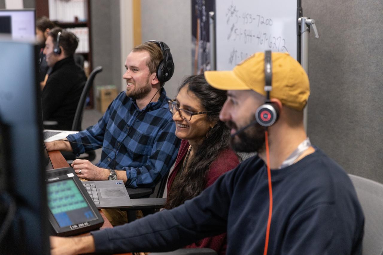A team of engineers participates in simulation training for the Polar Resources Ice Mining Experiment-1 (PRIME-1) on Thursday, Nov. 2, 2023, inside the Neil Armstrong Operations and Checkout Building at NASA’s Kennedy Space Center in Florida. The purpose of the training is to get the integrated PRIME-1 team – engineers with PRIME-1’s MSOLO (Mass Spectrometer Observing Lunar Operations) and Honeybee Robotics’ TRIDENT (The Regolith and Ice Drill for Exploring New Terrain) drill – prepared to operate the instrument on the lunar surface. The team commanded the PRIME-1 hardware, located at Intuitive Machines in Houston, to operate MSOLO and TRIDENT. PRIME-1 is scheduled to launch through NASA’s CLPS (Commercial Lunar Payload Delivery Service) initiative and will be the first in-situ resource utilization demonstration on the Moon, with MSOLO and TRIDENT making up its two primary components. Through Artemis missions, CLPS deliveries will be used to perform science experiments, test technologies, and demonstrate capabilities to help NASA explore the Moon and prepare for human deep space exploration missions.