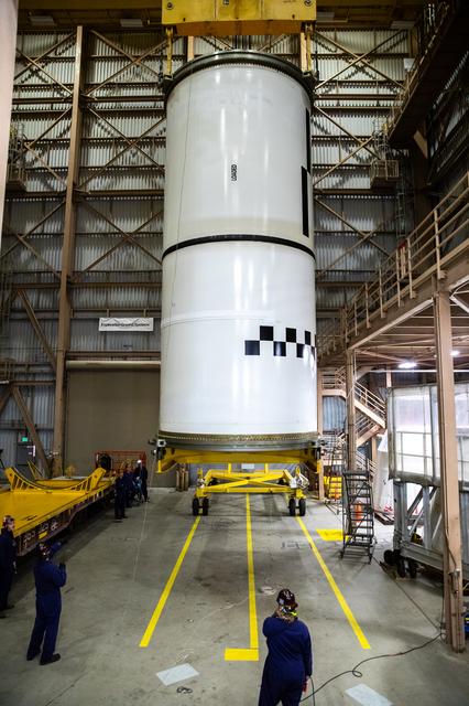 NASA image: Artemis II Booster Processing - Segment Lift to Work Stand