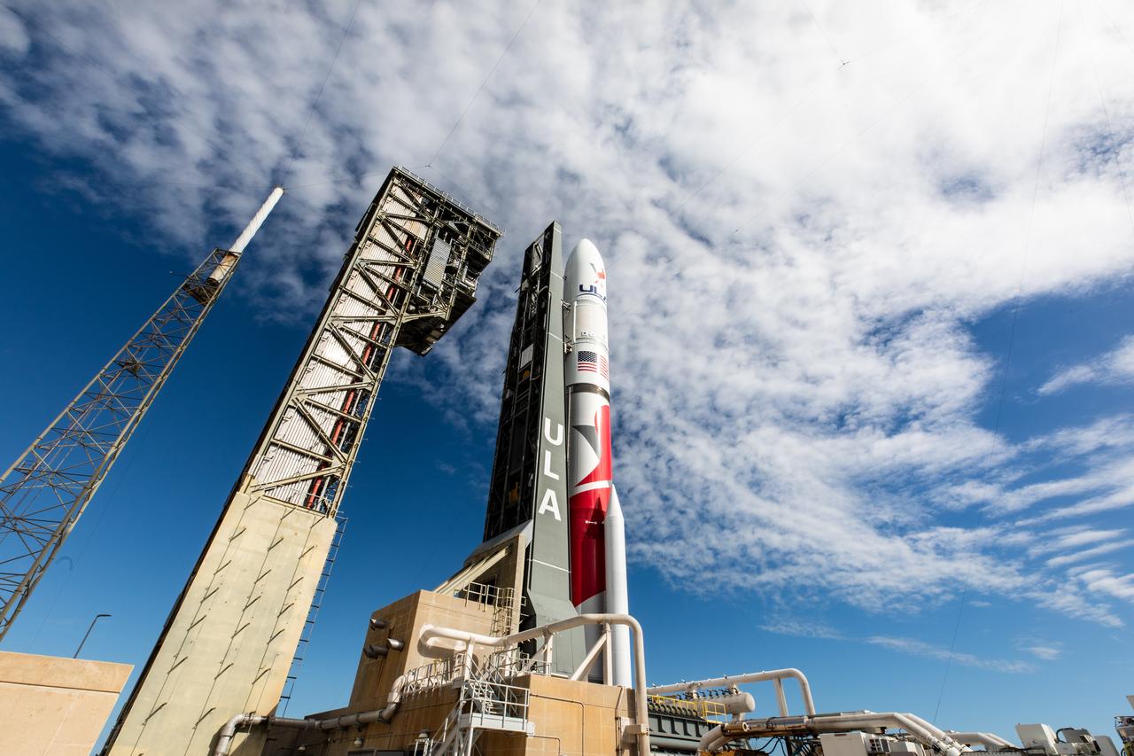 On Friday, Jan. 5, 2024, United Launch Alliance’s Vulcan rocket carrying Astrobotic’s Peregrine lunar lander is rolled out of the Vertical Integration Facility to the launch pad at Space Launch Complex 41 on Cape Canaveral Space Force Station in Florida in advance of a planned lift off at 2:18 a.m. EST Monday, Jan. 8, 2024. Astrobotic’s Peregrine Mission One will carry NASA and commercial payloads to the Moon to study the lunar exosphere, thermal properties, and hydrogen abundance of the lunar regolith, magnetic fields, and the radiation environment of the lunar surface.(Multiple values)