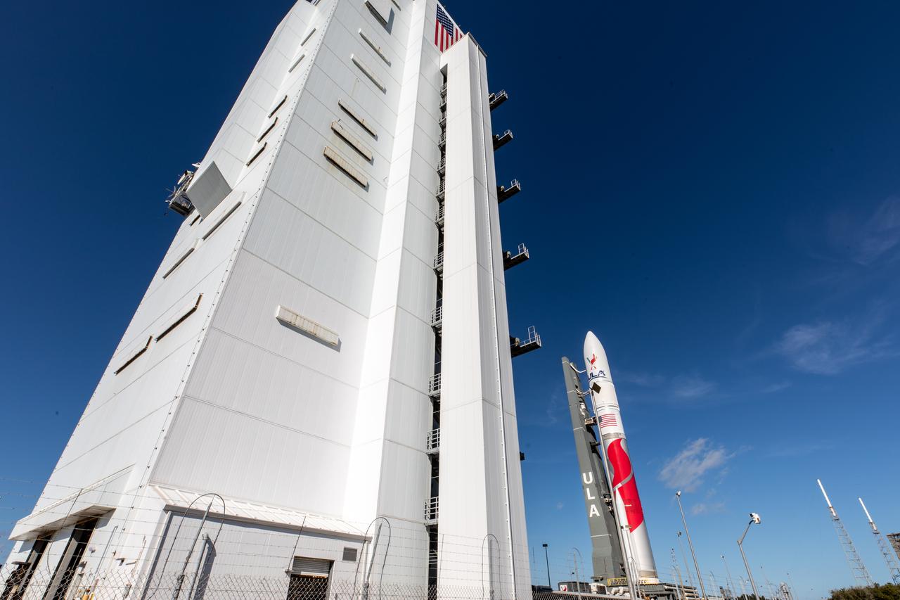 On Friday, Jan. 5, 2024, United Launch Alliance’s Vulcan rocket carrying Astrobotic’s Peregrine lunar lander is rolled out of the Vertical Integration Facility to the launch pad at Space Launch Complex 41 on Cape Canaveral Space Force Station in Florida in advance of a planned lift off at 2:18 a.m. EST Monday, Jan. 8, 2024. Astrobotic’s Peregrine Mission One will carry NASA and commercial payloads to the Moon to study the lunar exosphere, thermal properties, and hydrogen abundance of the lunar regolith, magnetic fields, and the radiation environment of the lunar surface.(Multiple values)