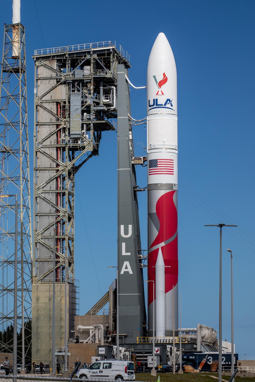 On Friday, Jan. 5, 2024, United Launch Alliance’s Vulcan rocket carrying Astrobotic’s Peregrine lunar lander is rolled out of the Vertical Integration Facility to the launch pad at Space Launch Complex 41 on Cape Canaveral Space Force Station in Florida in advance of a planned lift off at 2:18 a.m. EST Monday, Jan. 8, 2024. Astrobotic’s Peregrine Mission One will carry NASA and commercial payloads to the Moon to study the lunar exosphere, thermal properties, and hydrogen abundance of the lunar regolith, magnetic fields, and the radiation environment of the lunar surface.