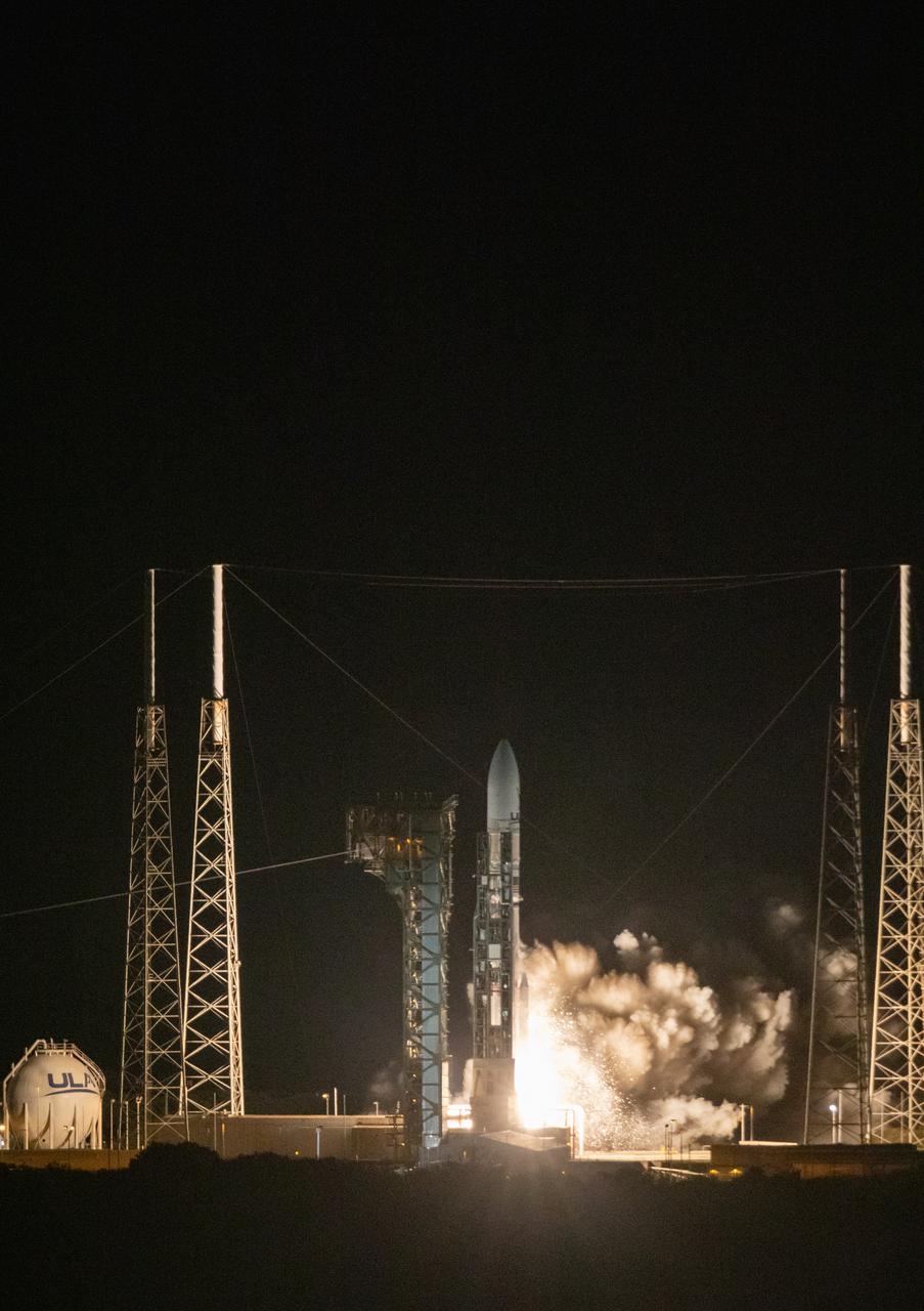 On the first flight of NASA’s CLPS (Commercial Lunar Payload Services) initiative and Artemis program, a United Launch Alliance Vulcan rocket carrying Astrobotic’s Peregrine lunar lander lifts off at 2:18 a.m. EST from Space Launch Complex 41 at Cape Canaveral Space Force Station in Florida on Monday, Jan. 8, 2024. Astrobotic’s Peregrine Mission One will carry NASA and commercial payloads to the Moon to study the lunar exosphere, thermal properties, and hydrogen abundance of the lunar regolith, magnetic fields, and the radiation environment of the lunar surface.