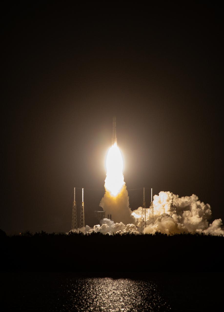 On the first flight of NASA’s CLPS (Commercial Lunar Payload Services) initiative and Artemis program, a United Launch Alliance Vulcan rocket carrying Astrobotic’s Peregrine lunar lander lifts off at 2:18 a.m. EST from Space Launch Complex 41 at Cape Canaveral Space Force Station in Florida on Monday, Jan. 8, 2024. Astrobotic’s Peregrine Mission One will carry NASA and commercial payloads to the Moon to study the lunar exosphere, thermal properties, and hydrogen abundance of the lunar regolith, magnetic fields, and the radiation environment of the lunar surface.
