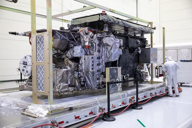 NASA image: GOES-U Unboxing, Lift to Vertical, Move to Stand