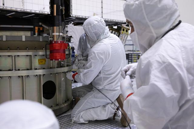 NASA image: GOES-U Unboxing, Lift to Vertical, Move to Stand