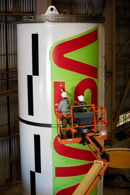 NASA image: NASA Worm Logo Painting on Artemis II Booster