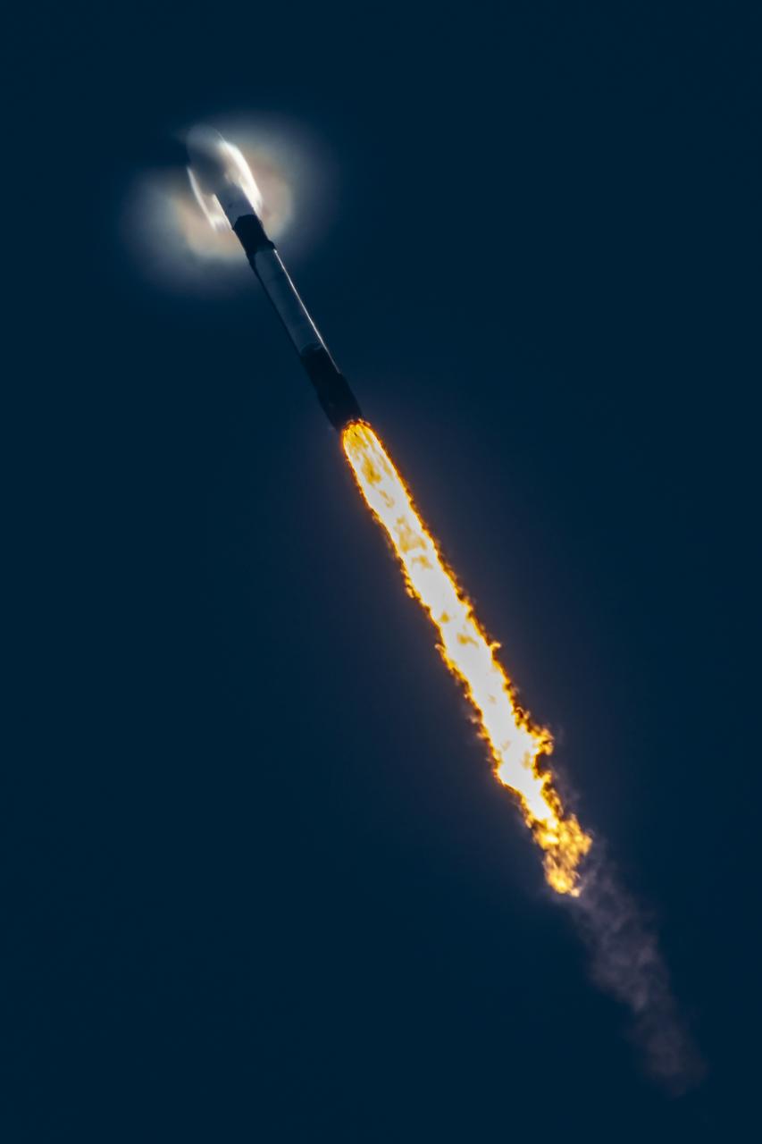 Northrop Grumman’s Cygnus spacecraft, atop a SpaceX 9 Falcon rocket, soars from Space Launch Complex 40 at Cape Canaveral Space Force Station in Florida on Tuesday, Jan. 30, 2024, for 20th Northrop Grumman commercial resupply mission for NASA. The spacecraft will bring 8,200 pounds of science investigations, supplies, and equipment to the International Space Station including tests of a 3D metal printer, semiconductor manufacturing, and thermal protection systems. The Cygnus spacecraft is expected to reach the space station Thursday, Feb. 1, 2024, where it will remain until its expected departure in May.