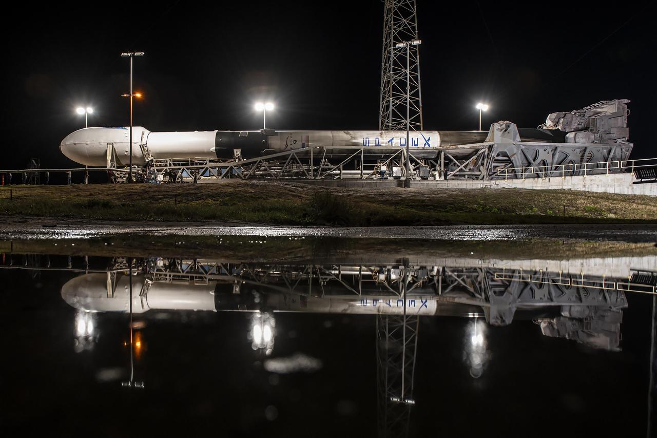 A SpaceX Falcon 9 rocket with NASA’s PACE (Plankton, Aerosol, Cloud, ocean Ecosystem) spacecraft encapsulated atop is rolled to the launch pad at Space Launch Complex 40 at Cape Canaveral Space Force Station in Florida on Monday, Feb. 5, 2024. PACE is NASA’s newest earth-observing satellite that will help increase our understanding of Earth’s oceans, atmosphere, and climate by delivering hyperspectral observations of microscopic marine organisms called phytoplankton as well new data on clouds and aerosols. Liftoff of the PACE mission is set for no earlier than 1:33 a.m. EST on Tuesday, Feb. 6, 2024.