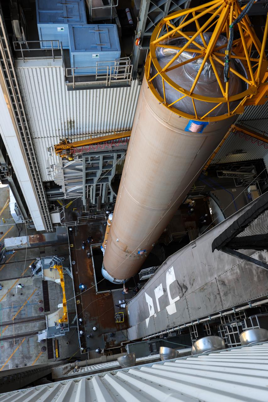 A United Launch Alliance Atlas V rocket stands vertical, awaiting integration with the rocket’s Centaur upper stage and Boeing’s CST-100 Starliner after moving inside the Vertical Integration Facility at Space Launch Complex-41 at Cape Canaveral Space Force Station in Florida on Wednesday, Feb. 21, 2024. The rocket will send two NASA astronauts to the International Space Station aboard the Starliner capsule no earlier than mid-April for NASA’s Boeing Crew Flight Test. The mission will test the end-to-end capabilities of Starliner and its system and, if successful, will pave the way for NASA’s certification ahead of regular missions to the space station as part of the agency’s Commercial Crew Program.