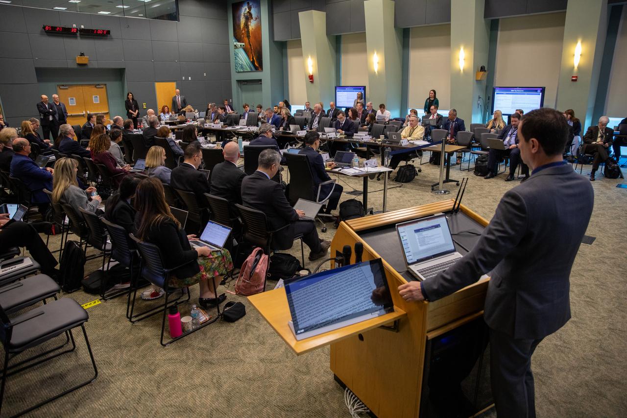 Mission managers with NASA, SpaceX, and international partners gather on Sunday, Feb. 25, 2024, at the agency’s Kennedy Space Center in Florida to complete a Flight Readiness Review for NASA’s SpaceX Crew-8 mission as part of the agency’s Commercial Crew Program. NASA astronauts Matthew Dominick, Michael Barratt, and Jeanette Epps, with Roscosmos cosmonaut Alexander Grebenkin are slated to launch to the International Space Station aboard SpaceX’s Dragon spacecraft, powered by the company’s Falcon 9 rocket from Launch Complex 39A no earlier than 12:04 a.m. EST on March 1, 2024.