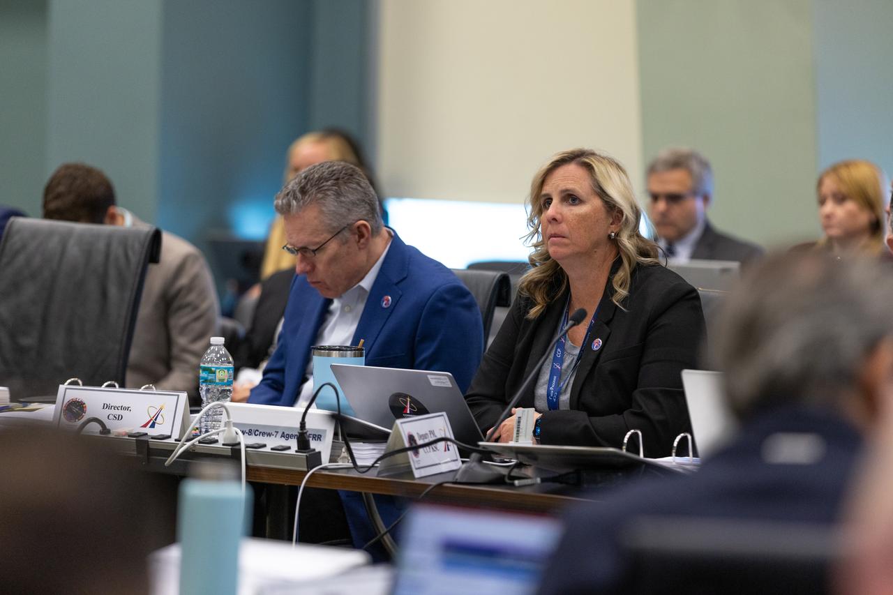 Dana Hutcherson, deputy program manager, Commercial Crew Program, NASA Kennedy, participates in NASA’s SpaceX Crew-8 Flight Readiness Review at Kennedy Space Center in Florida on Sunday, Feb. 25, 2024. NASA astronauts Matthew Dominick, Michael Barratt, and Jeanette Epps, with Roscosmos cosmonaut Alexander Grebenkin are slated to launch to the International Space Station aboard SpaceX’s Dragon spacecraft, powered by the company’s Falcon 9 rocket from Launch Complex 39A no earlier than 12:04 a.m. EST on March 1, 2024.