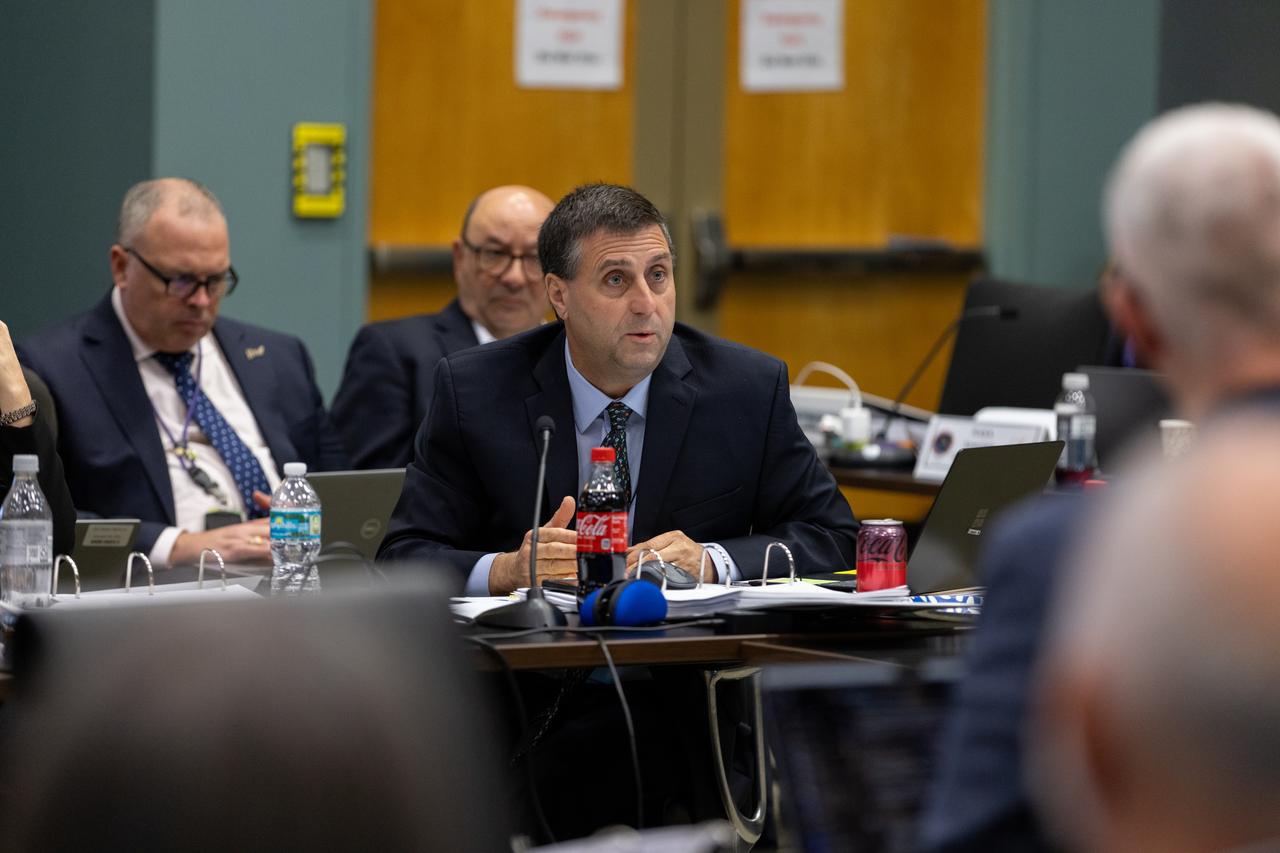 Joel Montalbano, manager, International Space Station, NASA’s Johnson Space Center, participates in NASA’s SpaceX Crew-8 Flight Readiness Review at Kennedy Space Center in Florida on Sunday, Feb. 25, 2024. NASA astronauts Matthew Dominick, Michael Barratt, and Jeanette Epps, with Roscosmos cosmonaut Alexander Grebenkin are slated to launch to the International Space Station aboard SpaceX’s Dragon spacecraft, powered by the company’s Falcon 9 rocket from Launch Complex 39A no earlier than 12:04 a.m. EST on March 1, 2024.