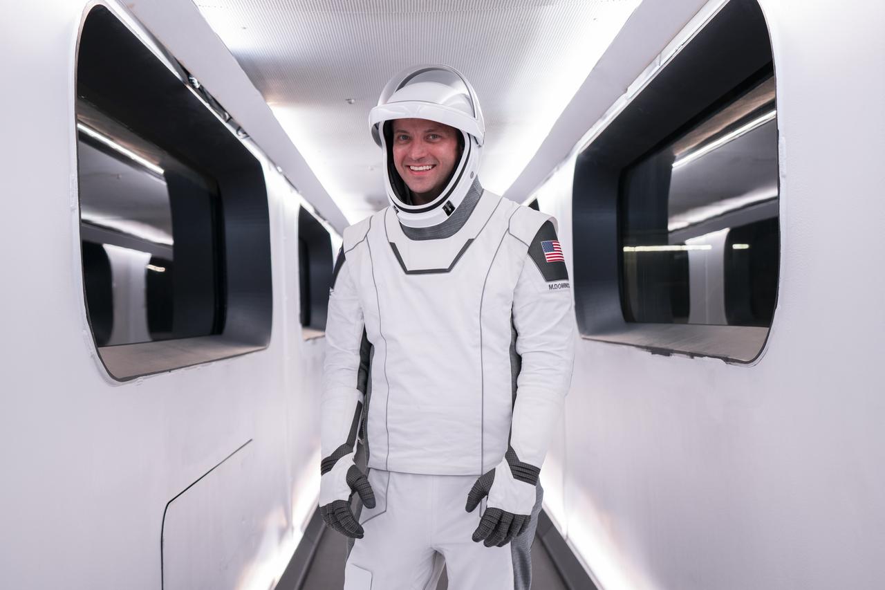 NASA astronaut Matthew Dominick is photographed inside the crew access arm at Launch Complex 39A at NASA’s Kennedy Space Center in Florida during a dress rehearsal on Monday, Feb. 26, 2024, in preparation for NASA’s SpaceX Crew-8 mission. NASA’s SpaceX Crew-8 will send Dominick, along with NASA astronauts Jeanette Epps and Michael Barratt, and Roscosmos cosmonaut Alexander Grebenkin, to the International Space Station for a stay of about six months as part of the agency’s Commercial Crew Program. Liftoff from Kennedy’s Launch Complex 39A is scheduled for 12:04 a.m. EST on Friday, March 1.