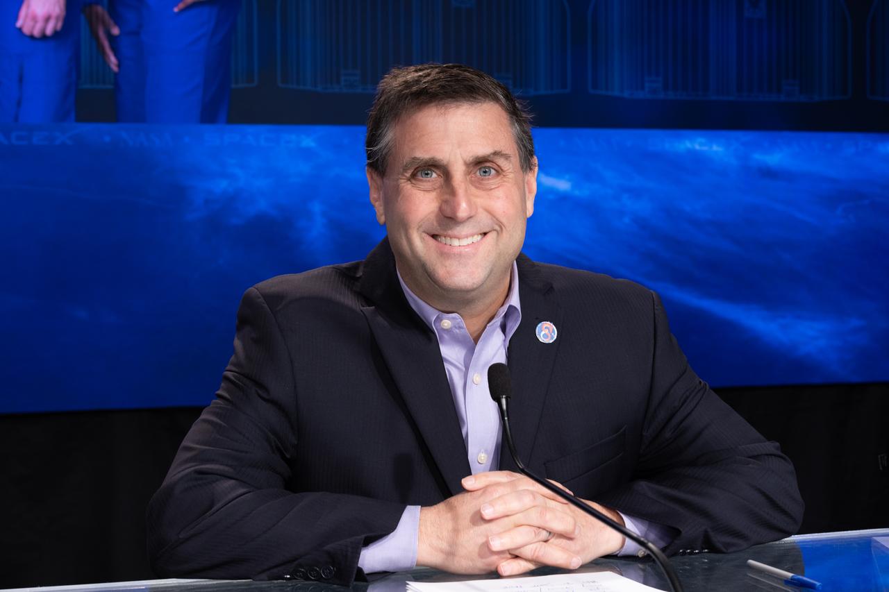 International Space Station Program Manager Joel Montalbano participates in the NASA Administrator Media Briefing inside the John Holliman Auditorium of the News Center at the agency’s Kennedy Space Center in Florida on Wednesday, Feb. 28, 2024, ahead of NASA’s SpaceX Crew-8 mission to the International Space Station. The launch is targeted for 12:04 a.m. EST, Friday, March 1, from Launch Complex 39A at Kennedy and will carry NASA astronauts Commander Matthew Dominick, Pilot Michael Barratt, and Mission Specialist Jeanette Epps, along with Roscosmos cosmonaut Mission Specialist Alexander Grebenkin to the orbiting laboratory for a stay of about six months as part of the agency’s Commercial Crew Program.