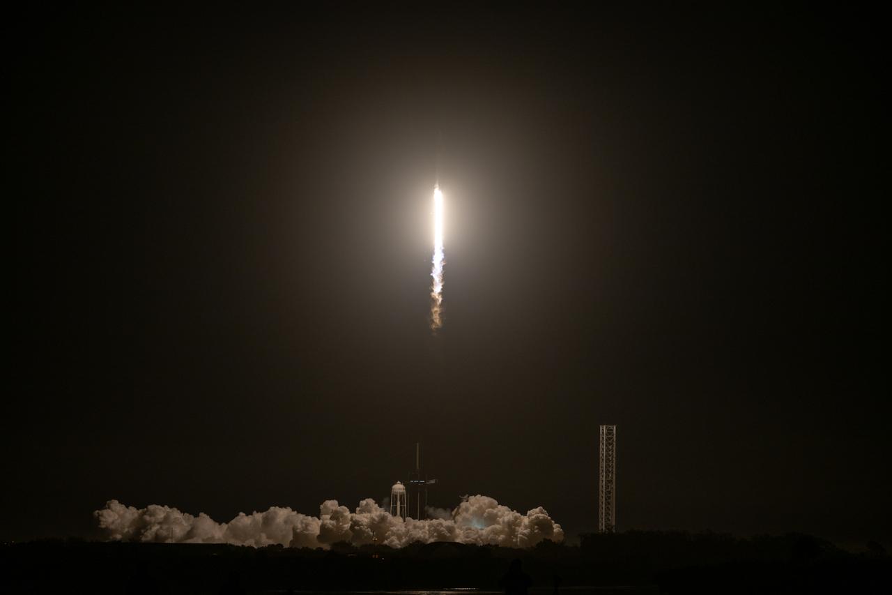 A SpaceX Falcon 9 rocket carrying the company's Dragon spacecraft launches NASA’s SpaceX Crew-8 mission to the International Space Station with NASA astronauts Matthew Dominick, Michael Barratt, and Jeanette Epps, and Roscosmos cosmonaut Alexander Grebenkin aboard at 10:53 p.m. EST on Sunday, March 3, 2024, from NASA’s Kennedy Space Center in Florida. NASA’s SpaceX Crew-8 mission is the eighth crew rotation mission with SpaceX to the station, and the ninth flight of Dragon with people as part of the agency’s Commercial Crew Program.  