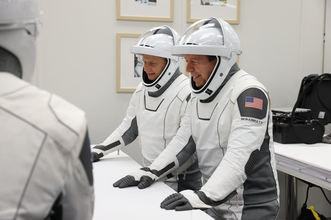 After suit-up and final fit checks, NASA’s SpaceX Crew-8 astronauts participate in a traditional game of cards inside the Neil A. Armstrong Operations and Checkout Building at NASA’s Kennedy Space Center crew in Florida on Sunday, March 3, 2024. The crew members are preparing for launch to the International Space Station aboard SpaceX’s Dragon spacecraft atop the Falcon 9 rocket 10:53 p.m. EST on March 3, 2024, from Kennedy’s Launch Complex 39A. 