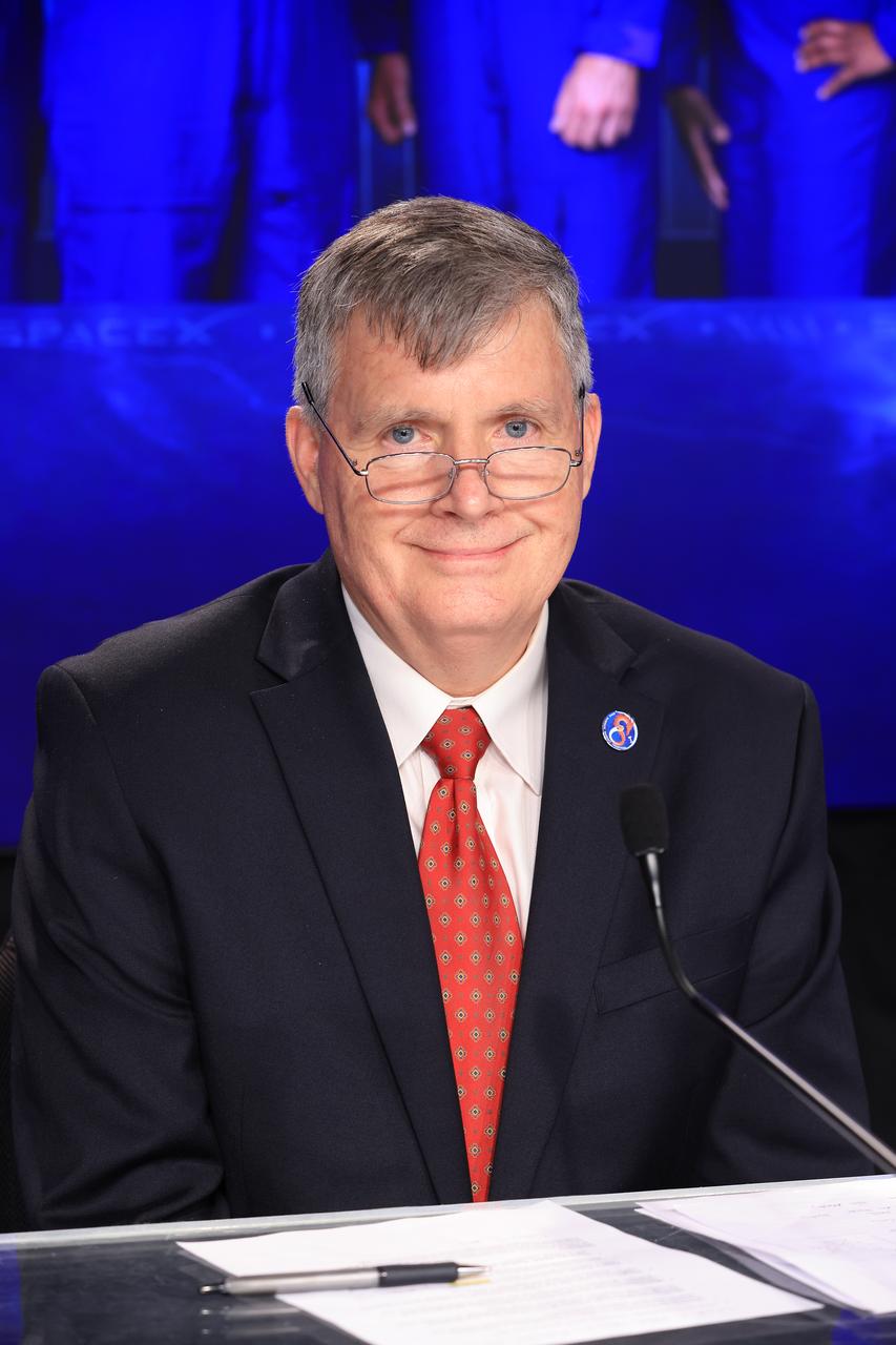 Steve Stich, manager of NASA’s Commercial Crew Program, participates in a postlaunch news conference at the agency’s Kennedy Space Center in Florida on Monday, March 4, 2024, following the launch of NASA’s SpaceX Crew-8 mission. NASA astronauts Commander Matthew Dominick, Pilot Michael Barratt, and Mission Specialist Jeanette Epps, along with Roscosmos cosmonaut Mission Specialist Alexander Grebenkin, launched aboard SpaceX’s Dragon spacecraft from Kennedy at 10:53 p.m. Sunday, March 3 and will spend about six months at the orbiting laboratory as part of the agency’s Commercial Crew Program.