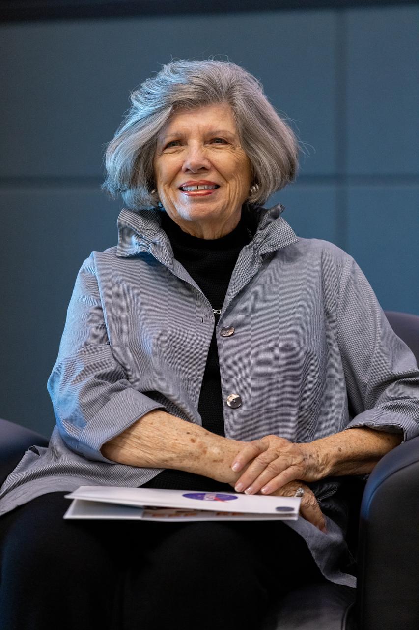 JoAnn Morgan, former associate director of NASA’s Kennedy Space Center in Florida, participates in a discussion in honor of Women's History Month held on Friday, March 15, 2024, inside Kennedy’s Operations Support Building II. The Women Launching Women panel commemorates inspirational women and men who have lifted and helped others excel in their careers across the agency and offer words of advice for the current workforce.