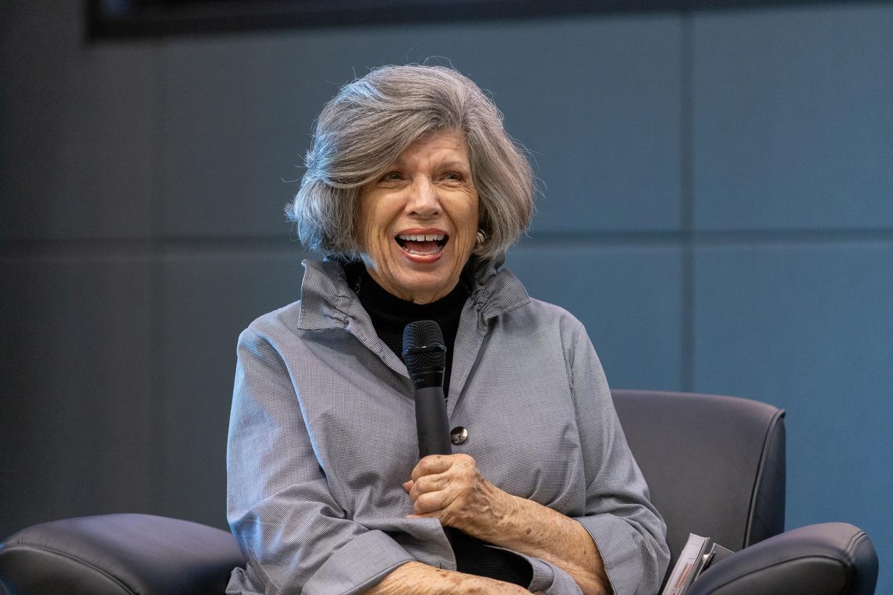 JoAnn Morgan, former associate director of NASA’s Kennedy Space Center in Florida, participates in a discussion in honor of Women's History Month held on Friday, March 15, 2024, inside Kennedy’s Operations Support Building II. The Women Launching Women panel commemorates inspirational women and men who have lifted and helped others excel in their careers across the agency and offer words of advice for the current workforce.