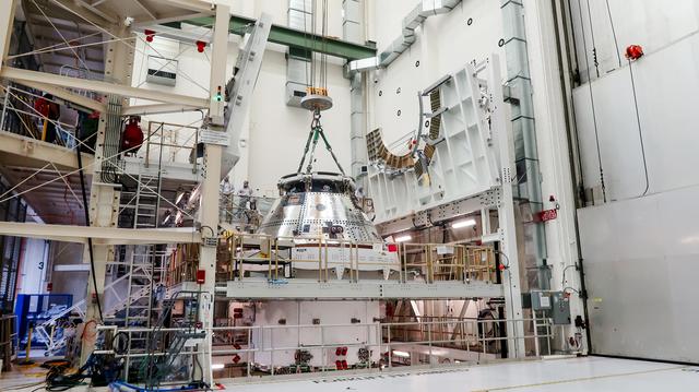 NASA image: Artemis II Orion Lifted into Vacuum Chamber