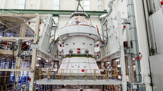 NASA image: Artemis II Orion Lifted into Vacuum Chamber