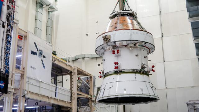 NASA image: Artemis II Orion Lifted into Vacuum Chamber