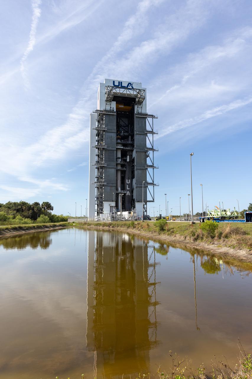The Boeing Starliner spacecraft is lifted at the Vertical Integration Facility at Space Launch Complex-41 at Cape Canaveral Space Force Station in Florida on Tuesday, April 16, 2024. Starliner will be secured atop a United Launch Alliance Atlas V rocket for NASA’s Boeing Crew Flight Test to the International Space Station for the agency’s Commercial Crew Program. The spacecraft rolled out from Boeing's Commercial Crew and Cargo Processing Facility at NASA's Kennedy Space Center earlier in the day.