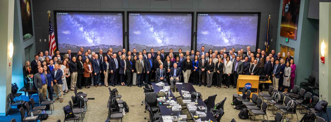 NASA, Boeing, and United Launch Alliance leadership gather for a group photo on Thursday, April 25, 2024, at the agency’s Kennedy Space Center in Florida on the second and final day of a Flight Test Readiness Review for the agency’s Boeing Crew Flight Test to the International Space Station. As part of the agency’s Commercial Crew Program, NASA astronauts Butch Wilmore and Suni Williams are the first to launch aboard Boeing’s Starliner spacecraft atop an Atlas V rocket from Space Launch Complex-41 at Cape Canaveral Space Force Station in Florida. Liftoff is scheduled for 10:34 p.m. ET on Monday, May 6.