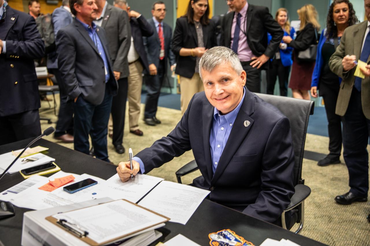 Steve Stich, manager, NASA’s Commercial Crew Program participates in a Flight Test Readiness Review for NASA’s Boeing Crew Flight Test at the agency’s Kennedy Space Center in Florida on Thursday, April 25, 2024. As part of the agency’s Commercial Crew Program, NASA astronauts Butch Wilmore and Suni Williams are the first to launch to the International Space Station aboard Boeing’s Starliner spacecraft atop a United Launch Alliance Atlas V rocket from Space Launch Complex-41 at Cape Canaveral Space Force Station in Florida. Liftoff is scheduled for 10:34 p.m. ET on Monday, May 6.