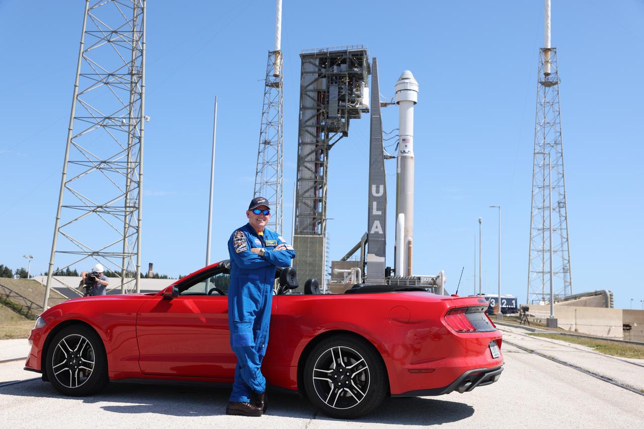 NASA astronaut Barry “Butch” Wilmore, Boeing Crew Flight Test (CFT) commander, watches Boeing’s Starliner spacecraft atop the United Launch Alliance Atlas V rocket roll out from the Vertical Integration Facility to the launch pad of Space Launch Complex-41 at Cape Canaveral Space Force Station in Florida on Saturday, May 4, 2024, ahead of NASA’s Boeing Crew Flight Test. As part of the agency’s Commercial Crew Program, NASA astronauts Butch Wilmore and Suni Williams are the first to launch to the International Space Station aboard Boeing’s Starliner spacecraft. Liftoff is scheduled for 10:34 p.m. ET Monday, May 6.