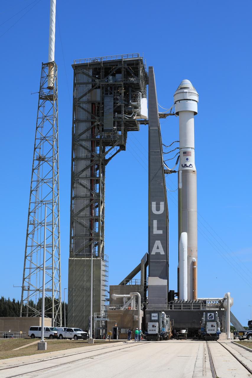 Boeing’s Starliner spacecraft atop the United Launch Alliance Atlas V rocket is seen on the launch pad of Space Launch Complex-41 at Cape Canaveral Space Force Station in Florida on Saturday, May 4, 2024, ahead of NASA’s Boeing Crew Flight Test. As part of the agency’s Commercial Crew Program, NASA astronauts Butch Wilmore and Suni Williams are the first to launch to the International Space Station aboard Boeing’s Starliner spacecraft. Liftoff is scheduled for 10:34 p.m. ET Monday, May 6.