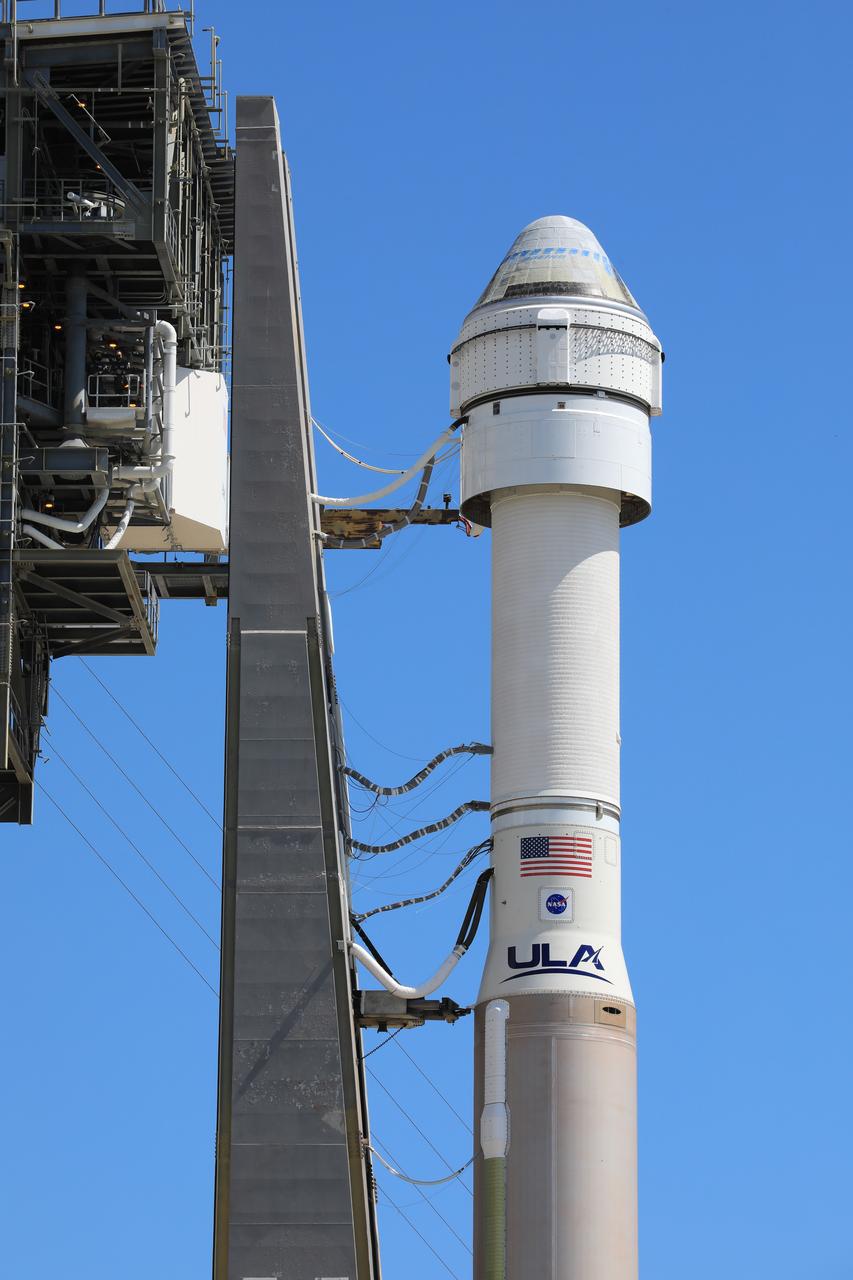 Boeing’s Starliner spacecraft atop the United Launch Alliance Atlas V rocket is seen on the launch pad of Space Launch Complex-41 at Cape Canaveral Space Force Station in Florida on Saturday, May 4, 2024, ahead of NASA’s Boeing Crew Flight Test. As part of the agency’s Commercial Crew Program, NASA astronauts Butch Wilmore and Suni Williams are the first to launch to the International Space Station aboard Boeing’s Starliner spacecraft. Liftoff is scheduled for 10:34 p.m. ET Monday, May 6.