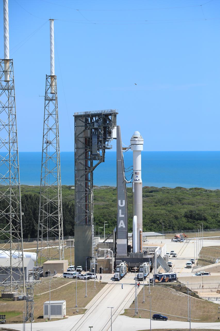 Boeing’s Starliner spacecraft atop the United Launch Alliance Atlas V rocket is seen on the launch pad of Space Launch Complex-41 at Cape Canaveral Space Force Station in Florida on Saturday, May 4, 2024, ahead of NASA’s Boeing Crew Flight Test. As part of the agency’s Commercial Crew Program, NASA astronauts Butch Wilmore and Suni Williams are the first to launch to the International Space Station aboard Boeing’s Starliner spacecraft. Liftoff is scheduled for 10:34 p.m. ET Monday, May 6.