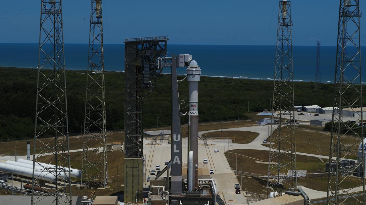 Boeing’s Starliner spacecraft atop the United Launch Alliance Atlas V rocket is seen on the launch pad of Space Launch Complex-41 at Cape Canaveral Space Force Station in Florida on Saturday, May 4, 2024, ahead of NASA’s Boeing Crew Flight Test. As part of the agency’s Commercial Crew Program, NASA astronauts Butch Wilmore and Suni Williams are the first to launch to the International Space Station aboard Boeing’s Starliner spacecraft. Liftoff is scheduled for 10:34 p.m. ET Monday, May 6.