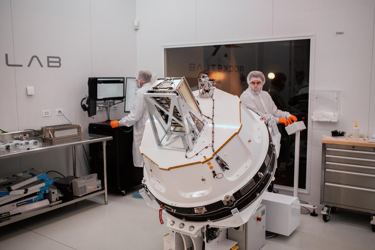 Technicians integrate NASA’s PREFIRE (Polar Radiant Energy in the Far-InfraRed Experiment) payload inside the Rocket Lab Electron rocket payload fairing on Wednesday, May 15, 2024, at the company’s facility in New Zealand. The agency’s PREFIRE mission to study heat loss to space in Earth’s polar regions will launch two CubeSats on two different flights aboard Rocket Lab's Electron rockets from the company’s Launch Complex 1 in Māhia, New Zealand.