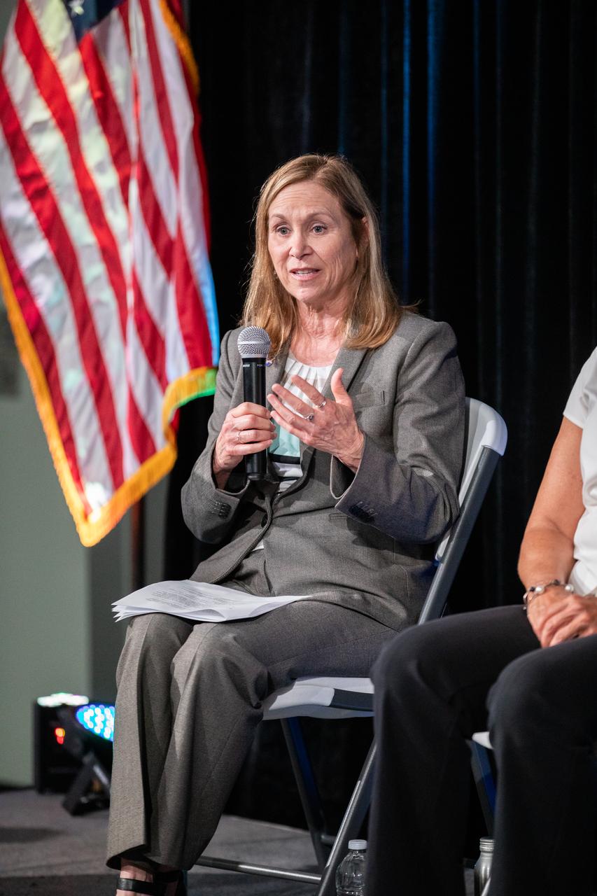 NASA Kennedy Space Center Director Janet Petro, with senior leaders of NASA and center programs, holds a center Community Leaders Update on Thursday, May 23, 2024, at the Kennedy Space Center Visitor Complex. The panel discussed how the programs based at NASA Kennedy support the agency’s efforts to return humans to the Moon in preparation for Mars and answered questions from guests.