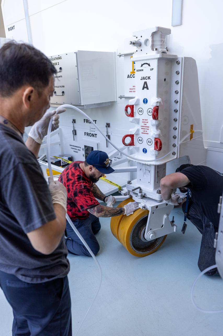 NASA’s largest planetary mission spacecraft, Europa Clipper, arrives at the Payload Hazardous Servicing Facility at the agency’s Kennedy Space Center in Florida on Friday, May 24, 2024. Slated to launch aboard a SpaceX Falcon Heavy rocket later this year from Launch Complex 39A at Kennedy, Europa Clipper will help determine if conditions exist below the surface Jupiter’s fourth largest moon, Europa, that could support life.