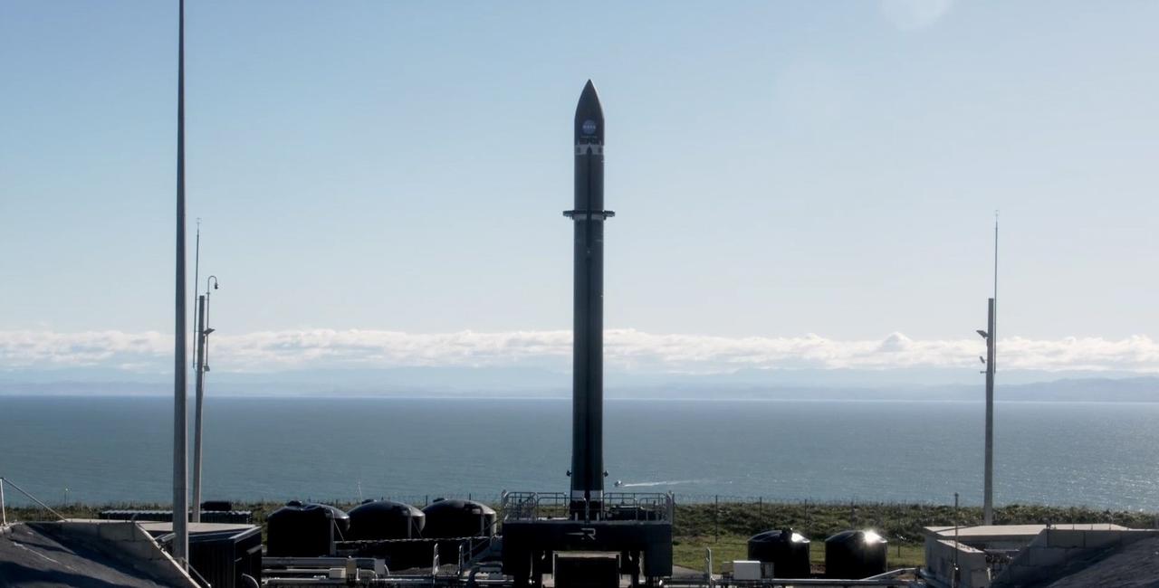Rocket Lab’s Electron rocket is vertical on the pad Saturday, May 25, 2024, at Launch Complex 1 in Mahia, New Zealand, loaded with the first of two identical 6U CubeSats for NASA’s PREFIRE (Polar Radiant Energy in the Far-InfraRed Experiment) mission to help close a gap in our understanding of how much of Earth’s heat is lost to space from the Arctic and Antarctica. Liftoff of the first CubeSat launch, which Rocket Lab named “Ready, Aim, PREFIRE,” occurred at 7:41 p.m. NZST (3:41 a.m. EDT). 